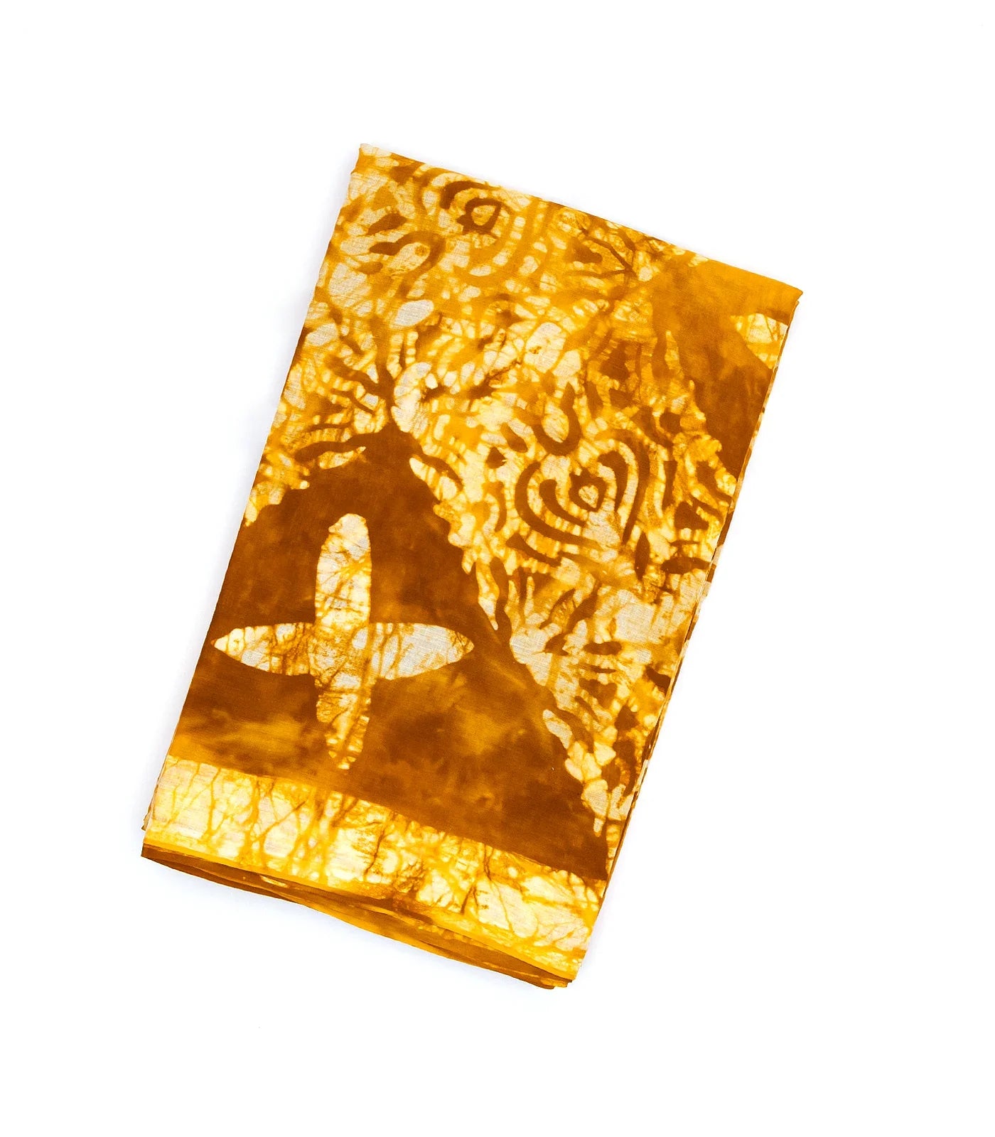 Mustard Jaipur Cotton Saree With Tie & Dye Floral Motifs