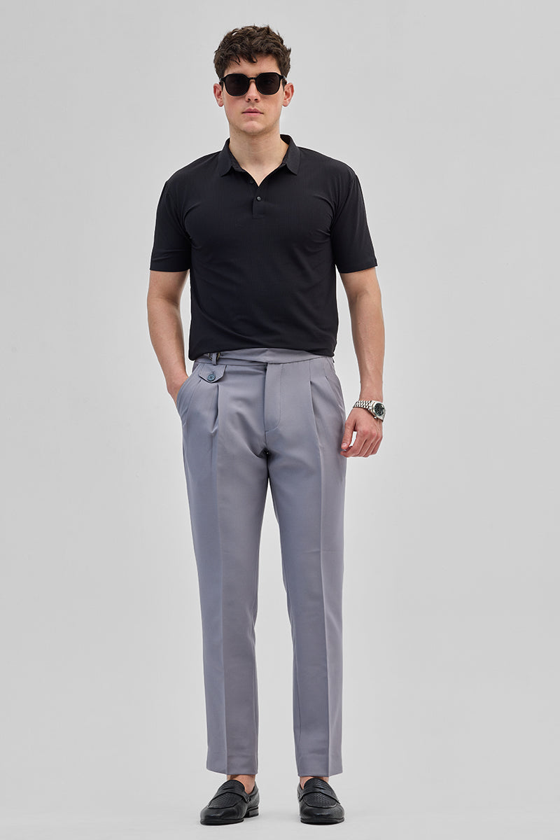 Light Grey Slim Fit Gurkha Trousers