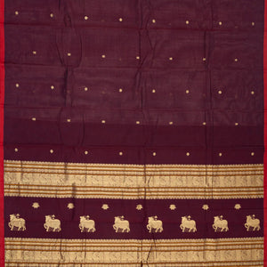 Magenta Handloom Kanchi Cotton Saree With Kamalam Buttas