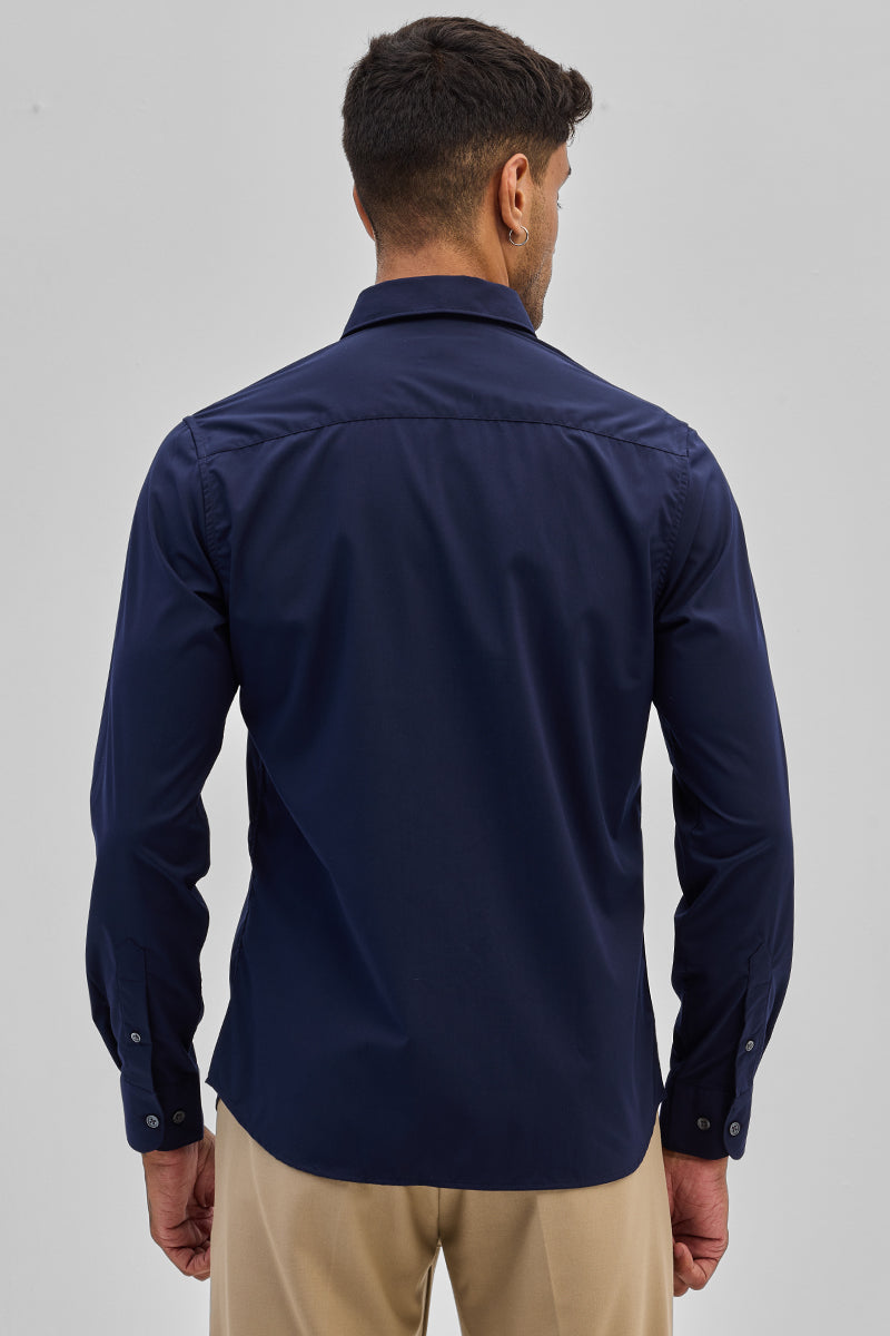 Dark Blue Slim Fit Stretch Shirt