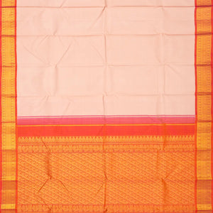 Baby Pink Handloom Korvai Kanchipuram Silk Saree With Orange Border