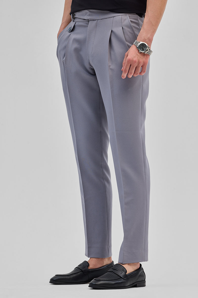 Light Grey Slim Fit Gurkha Trousers