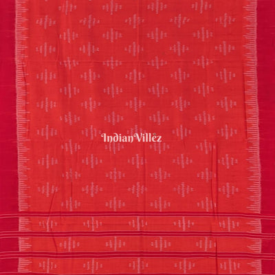 Orange Odisha Ikat Sambalpuri Cotton Saree with Tassel