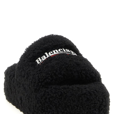 Balenciaga Furry Platform Slides