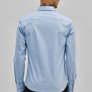 Light Blue Stretchable Slim Fit Shirt