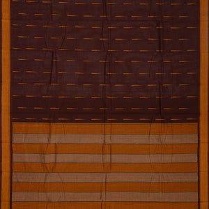 Dark Brown Handloom Kanchi Cotton Saree With Raindrop Buttas