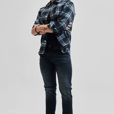 Charcoal Black Tapered Fit Jeans