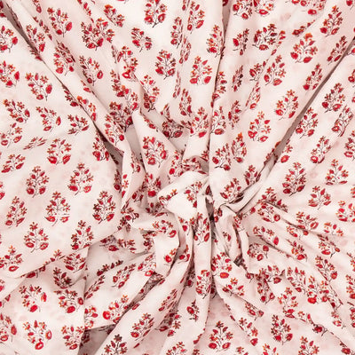 White Woven Jaipur Cotton Saree Printed And Flower  Motifs