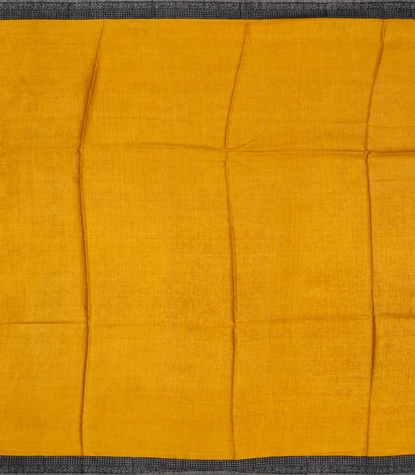 Mustard Handloom Tussar Silk Saree Printed With Flower Motifs