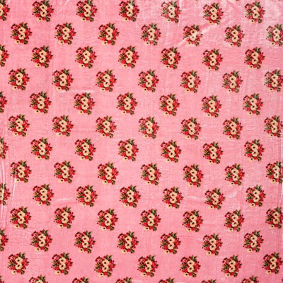 Bubble-gum Pink Woven Satin Saree With Embroidered Floral Motifs