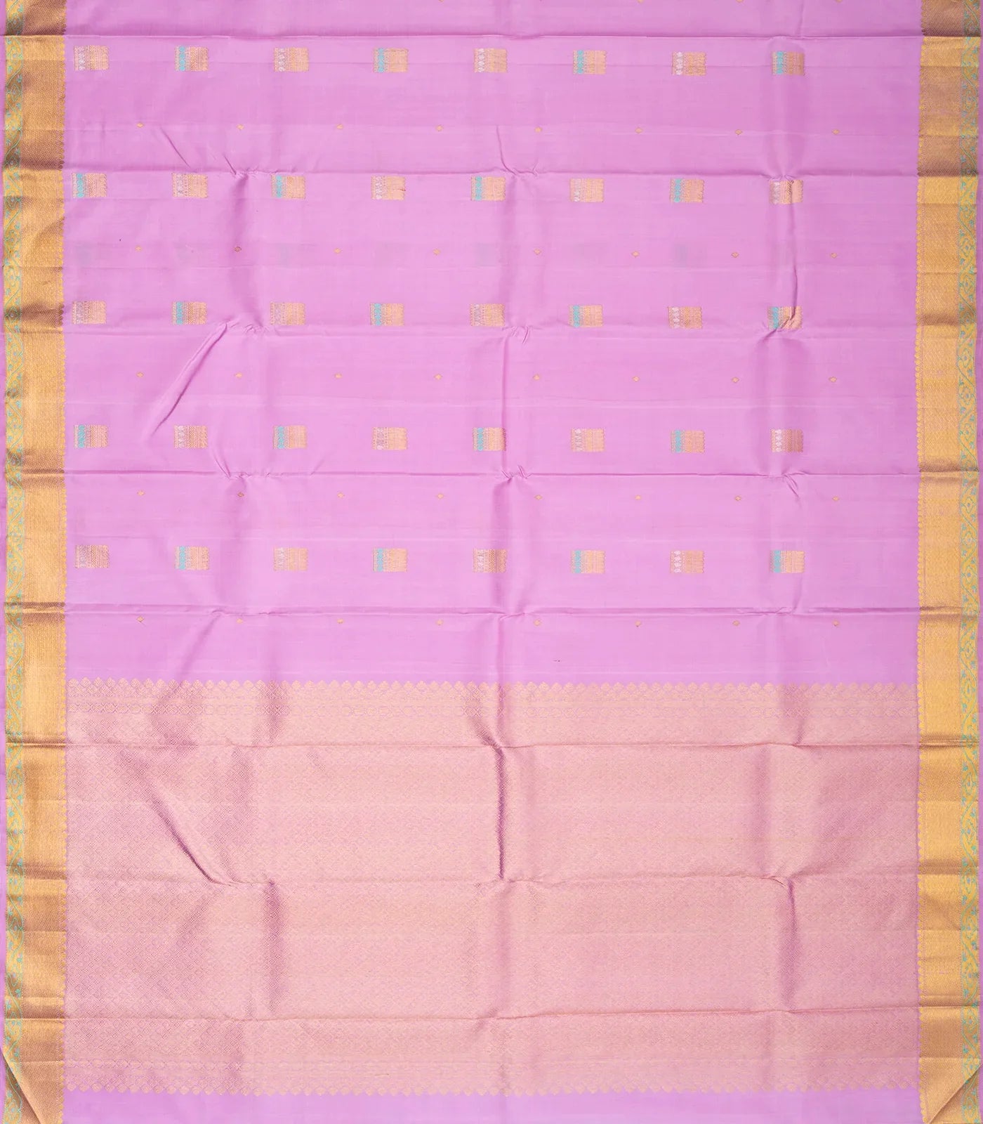 BubbleGum Pink Handloom Kanchipuram Silk Saree With Meena Buttas