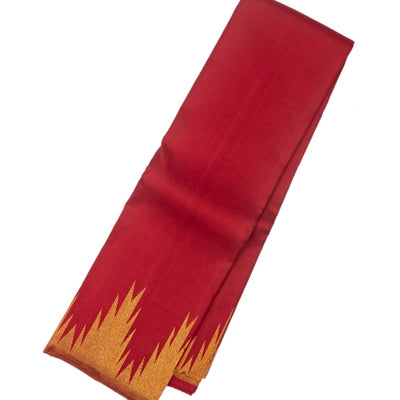 Crimson Handloom Kanchipuram Silk Saree With Temple Border