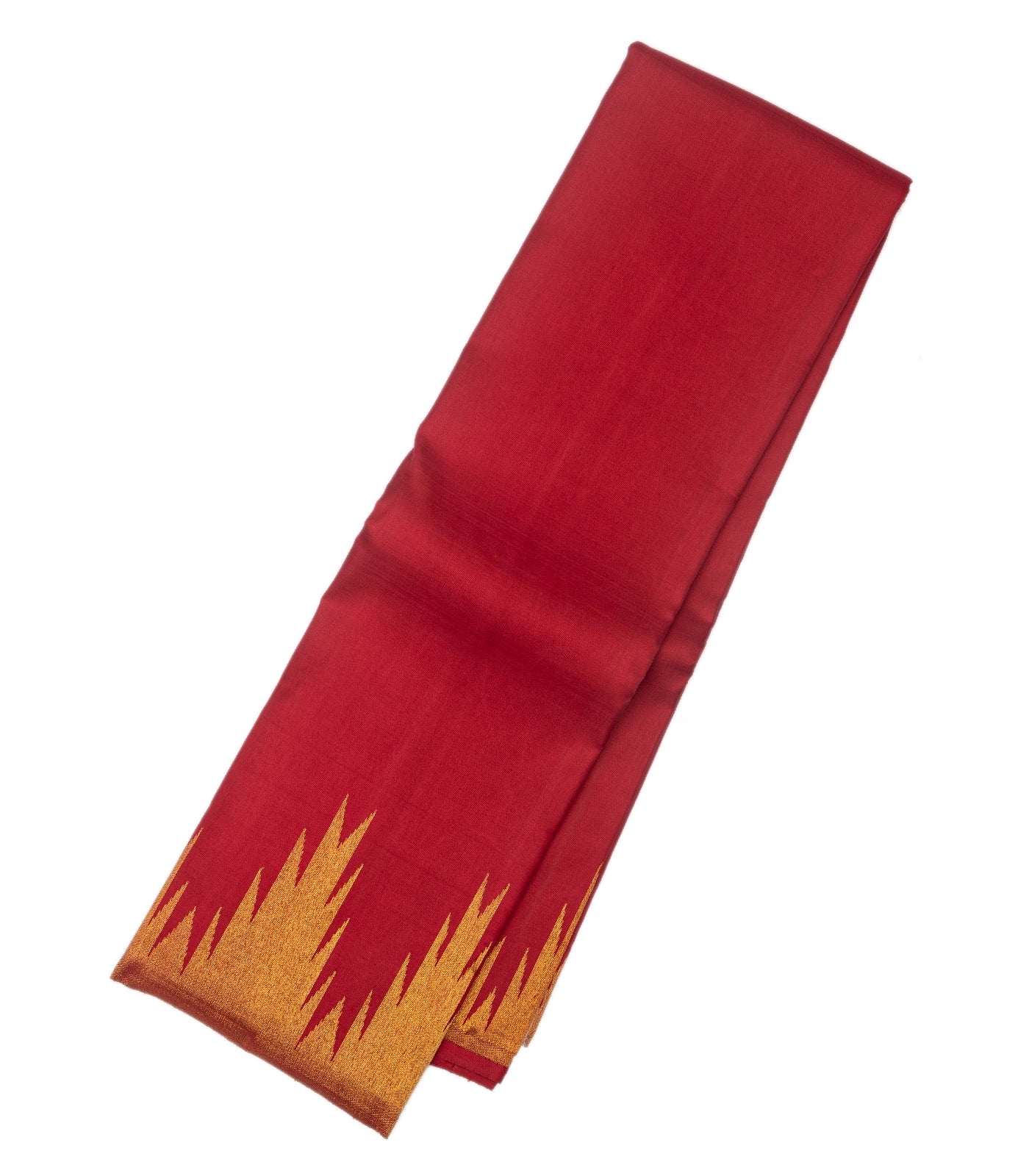 Crimson Handloom Kanchipuram Silk Saree With Temple Border