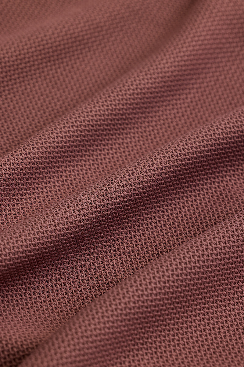 Mauve Textured Polo T-Shirt