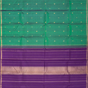Sea Green Handloom Kanchipuram Silk Saree With Annam Buttas