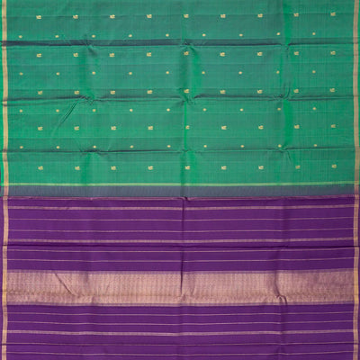 Sea Green Handloom Kanchipuram Silk Saree With Annam Buttas