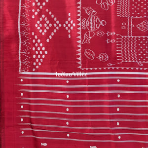 Maroon Marriage Theme Odisha Ikat Contemporary Silk Saree
