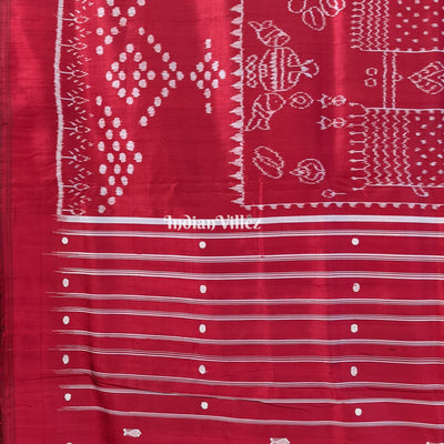 Maroon Marriage Theme Odisha Ikat Contemporary Silk Saree