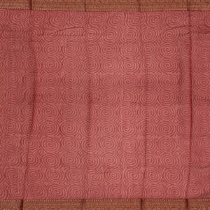 Dusty Pink Handloom Chanderi Cotton Saree With Printed Floral Motifs