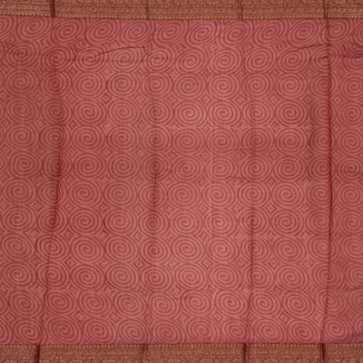 Dusty Pink Handloom Chanderi Cotton Saree With Printed Floral Motifs