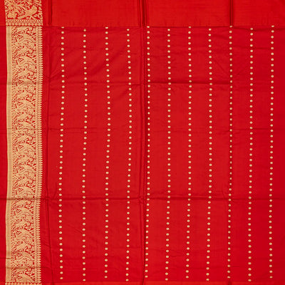 Magenta Handloom Banarasi Silk Saree With Bird Buttas