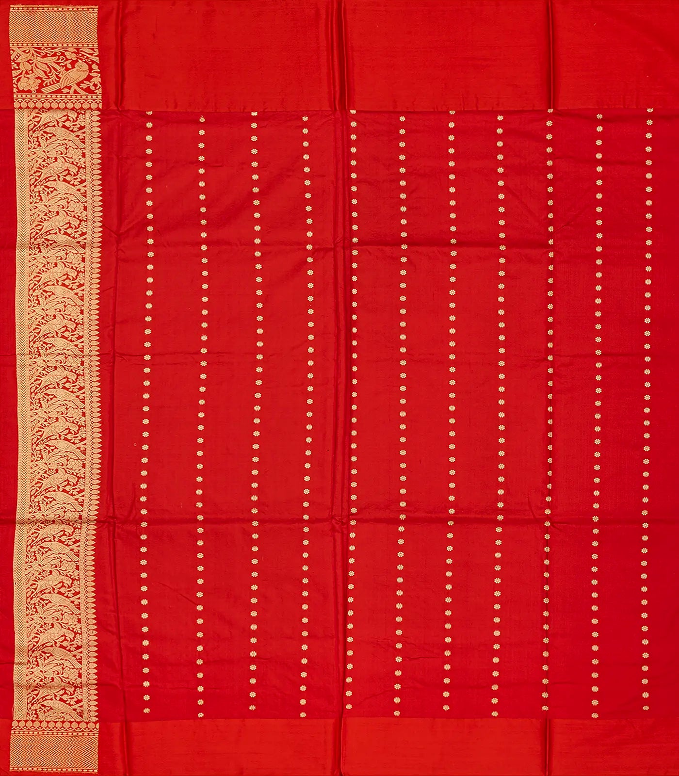 Magenta Handloom Banarasi Silk Saree With Bird Buttas