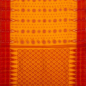 Orange Bengal Cotton Saree With Floral Motifs