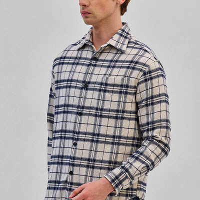 Cream Flannel Checks Overshirt