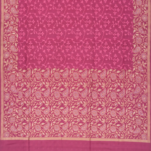 Dusty Pink Handwoven Banarasi Silk Saree With Floral Motifs
