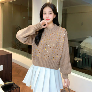 Adele Statement Woolen Sweater with Sequin Detail
