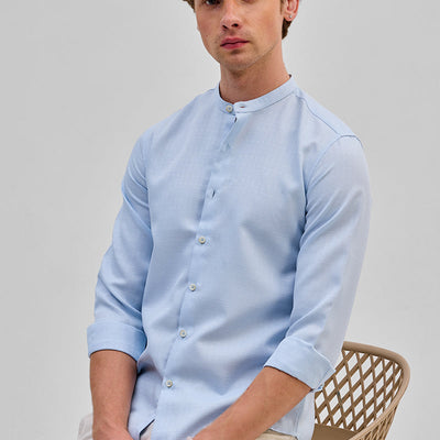 Light Blue Mandarin Slim Fit Shirt