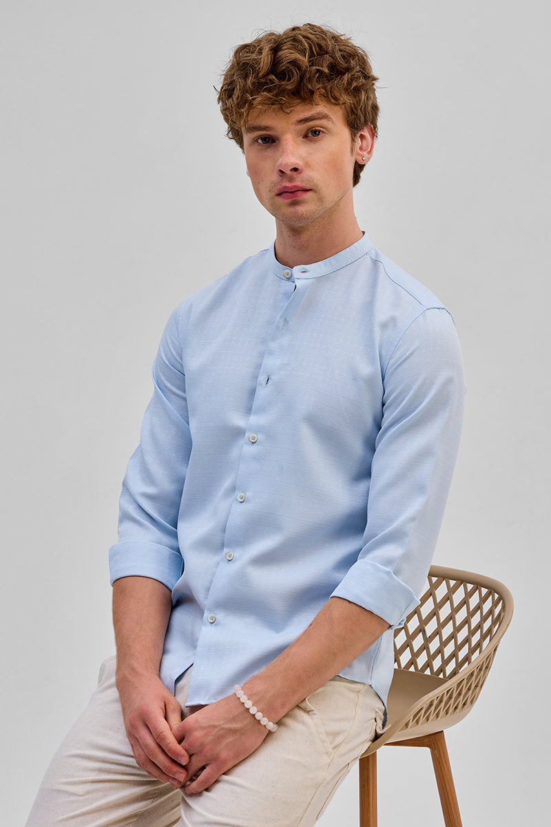 Light Blue Mandarin Slim Fit Shirt