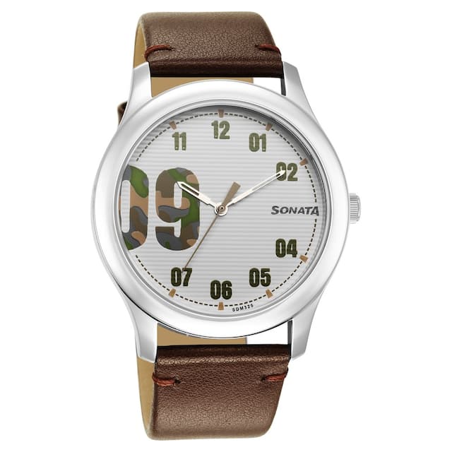 Camo White Analog Dial & Leather Strap