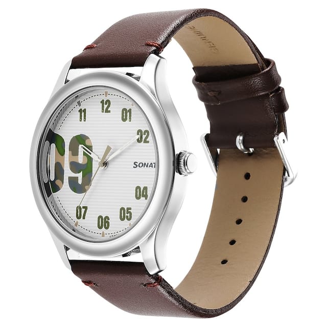 Camo White Analog Dial & Leather Strap