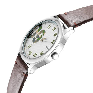 Camo White Analog Dial & Leather Strap