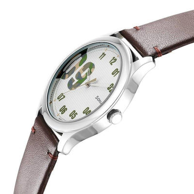 Camo White Analog Dial & Leather Strap