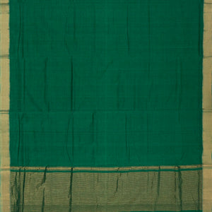 Dark Green Handloom Mangalagiri Cotton Saree With Zari Border