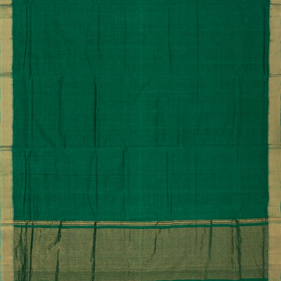 Dark Green Handloom Mangalagiri Cotton Saree With Zari Border
