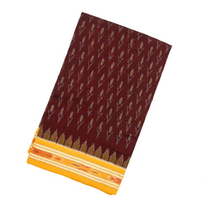 Maroon Handloom Orissa Cotton Saree With Contrast Border