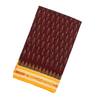 Maroon Handloom Orissa Cotton Saree With Contrast Border