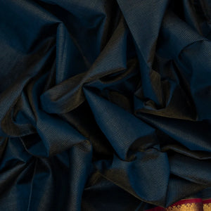 Midnight Blue Handloom Silk Cotton Saree With Zari Stripes