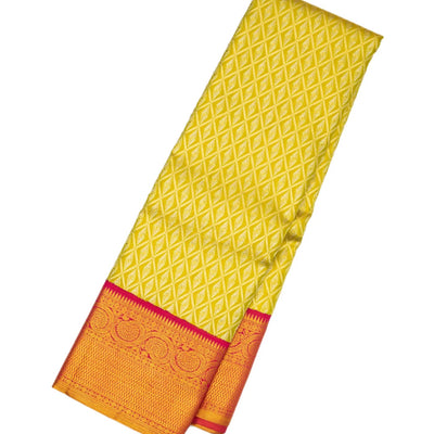 Green Handloom Kanchipuram Tissue Silk Saree With Diamond Motifs