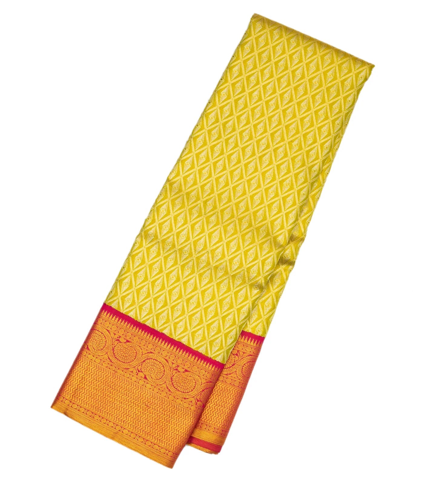 Green Handloom Kanchipuram Tissue Silk Saree With Diamond Motifs