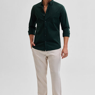 Dark Green Checks Slim Fit Shirt