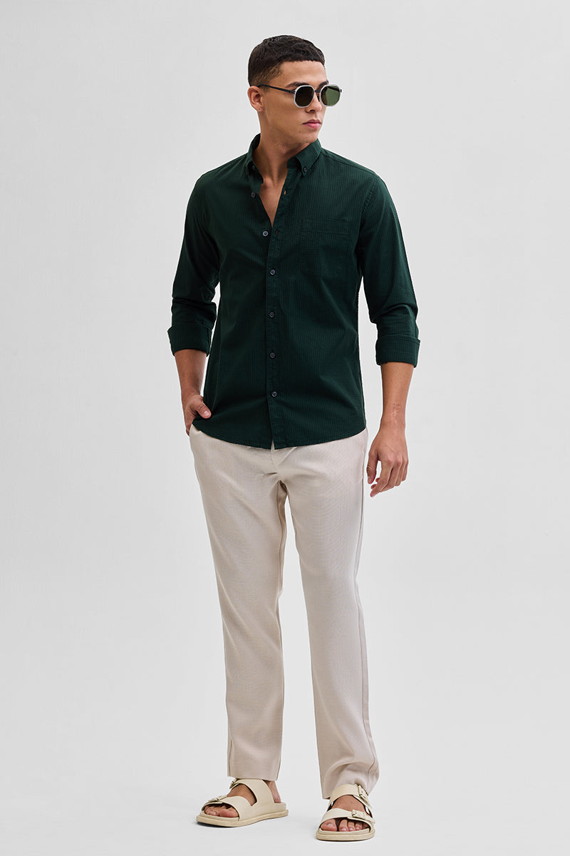 Dark Green Checks Slim Fit Shirt