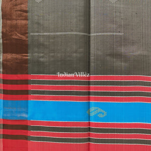 Grey Peach Handwoven Soft Silk Saree