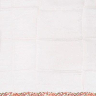 Cream Woven Organza Silk Saree With Embroidered Floral Motifs
