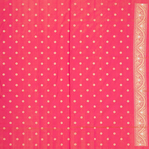 Pink Handwoven Banarasi Silk Saree With Checks & Buttas