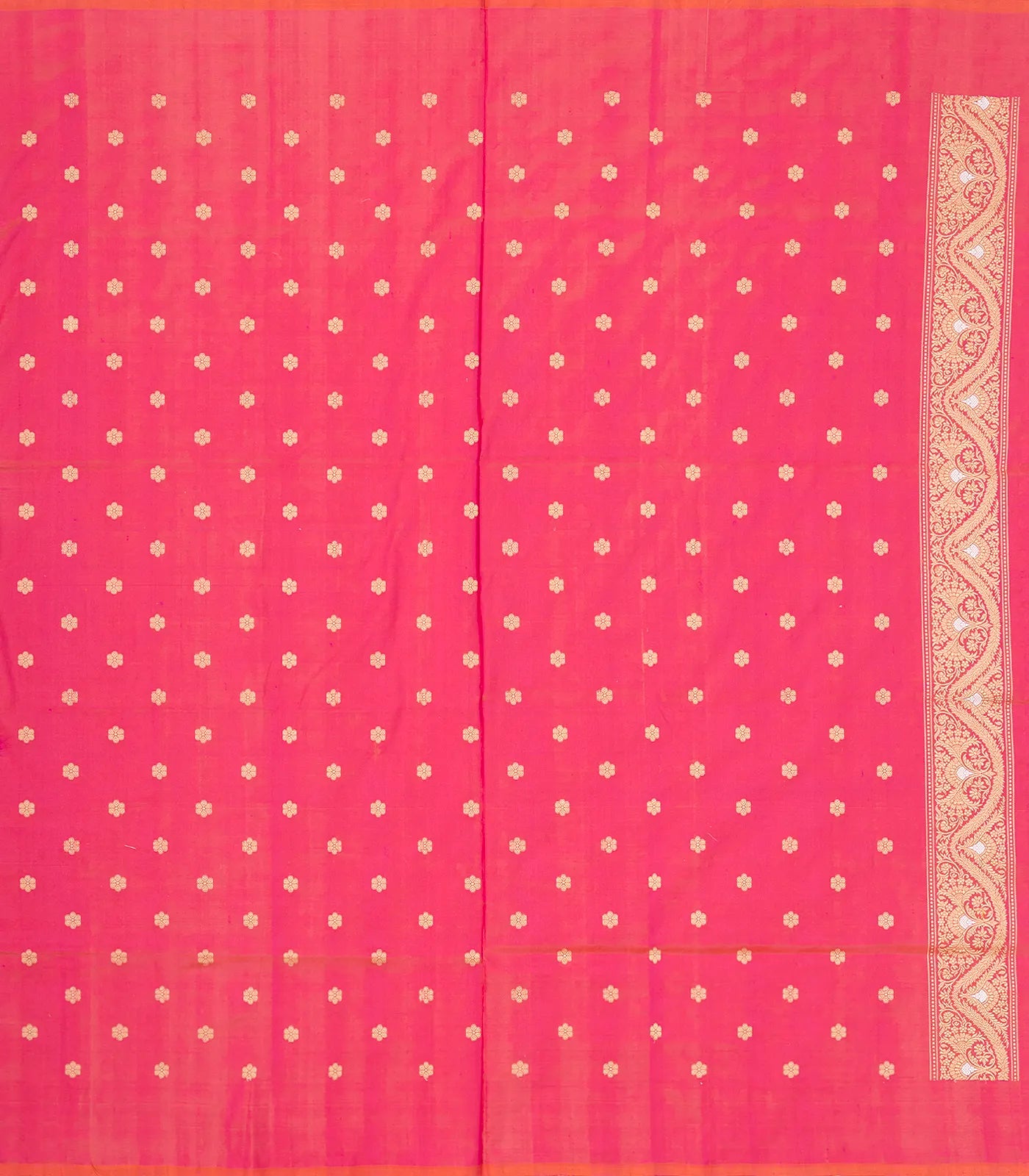 Pink Handwoven Banarasi Silk Saree With Checks & Buttas