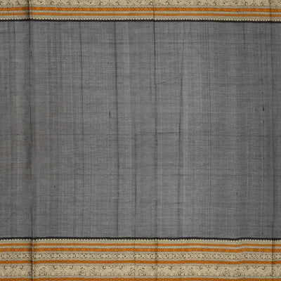 Black Handloom Silk Cotton Saree With Beldari Stripes